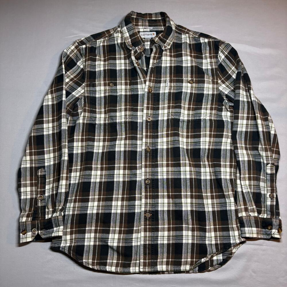 Carhartt long sleeve button up plaid flannel shirt